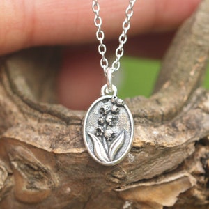 925 silver Convallaria necklace,3d flower jewelry,Lily of the valley necklace,Birth Flower jewelry,wildflower jewelry