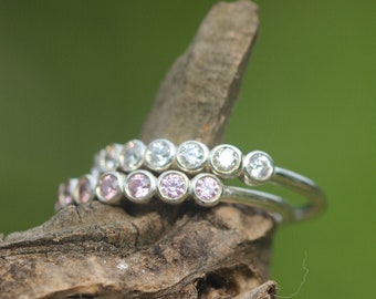 solid 925 silver birthstone Ring,7 stone ,same stone jewelry