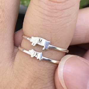 925 silver custom pig ring, pig family jewelry