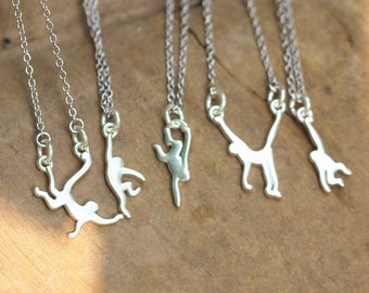 925 silver monkey necklace,forest animal jewelry