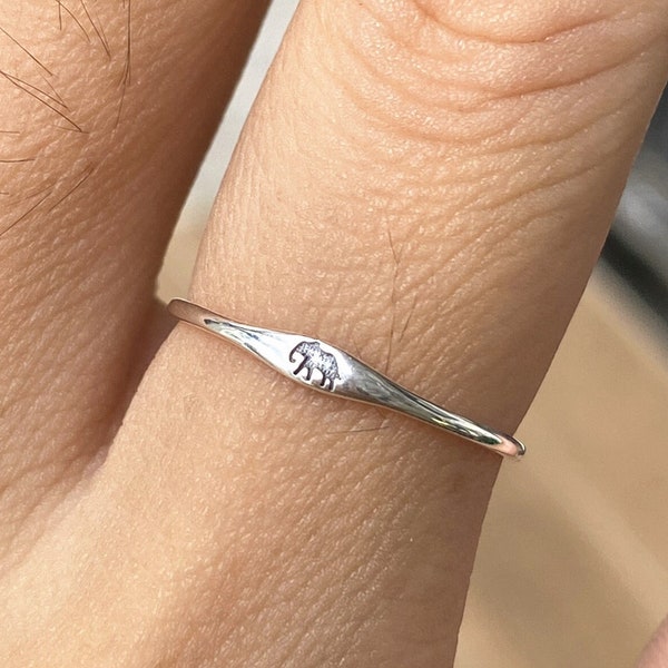 Anillo de elefante de plata 925, anillo de animal sencillo, joyería forestal