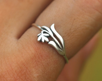 925 silver January Birth Flower ring,snowdrop ring,snowdrop flower jewelry,Floral Ring,BirthFlower jewelry,unique handmade gift