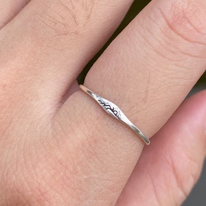 925 Silber Sonnenring, Sonnenaufgang Ring, kleine Silber Ring, Silber Bergring, Berge rufen, Berg Schmuck, Bergkette Ring