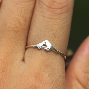 925 silver family bird ring, mother and kid, mom baby jewelry,animal lover jewelry