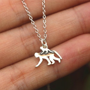 925 silver family monkey necklace