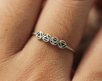 925 Silver Four Element Ring: Astrology Jewelry