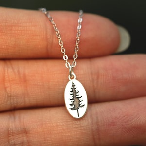 925 silver pine tree necklace,silver tree necklace,Evergreen tree necklace,Trees Forest jewelry