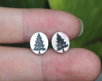 925 Silver Winter Tree Stud Earrings: Handmade Forest Jewelry