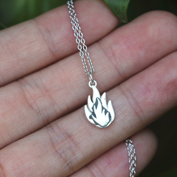925 silver fire necklace,Flames Fire necklace,Fire Element Necklace,silver Elemental jewelry