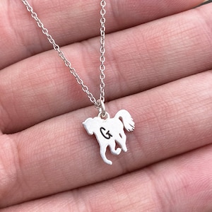 Colar inicial personalizado, colar de carta, colar de cavalo, colar de animal de prata 925