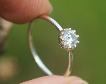 solid 925 silver birthstone Ring