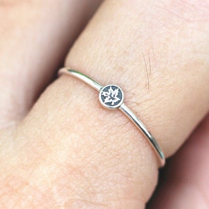 925 Silber Ahorn Blätter Ring, Midi Ahorn Blatt Ring