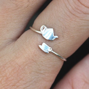 925 silver Teapot and Cup Ring,teapot ring,teacup ring,Coffee lover gift,Tea Lover Gift