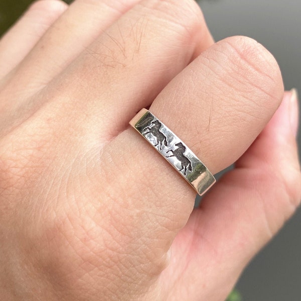 custom horse ring,horse family ring,Horse Silver Ring,925 silver Horse Band Animal Jewelry,family ring,Horse Lover Gift,Equestrian Jewelry