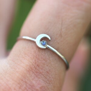 Sterling Silber Mondstein Ring: Minimalistischer zierlicher Schmuck