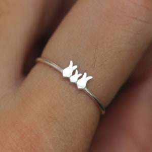 925 silver bunny rabbit ring,family animal ring,animal pet ring,family jewelry