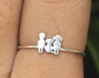 Anello per cani in argento 925, anello per gatti in argento, anello per animali domestici di famiglia personalizzato, anello per ragazzi, anello per ragazza, gioielli per figlie