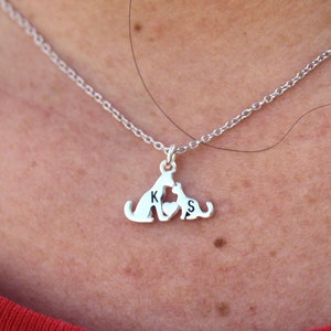 Silber Hundekatze Halskette,personalisierte Initiale Halskette,personalisierter Briefschmuck,925 Silber Familie Haustier Schmuck,