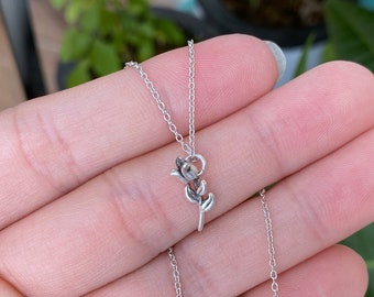 925 silver rose flower necklace