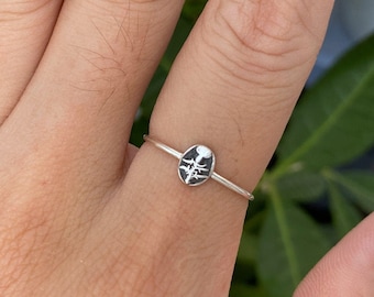 925 silver thistle flower ring,Scottish flower ring,Purple Flower ring