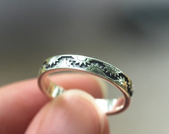 925 silver sunflower ring