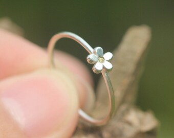 925 silver sunflower ring,custom birthstone ring,girlfriend gift