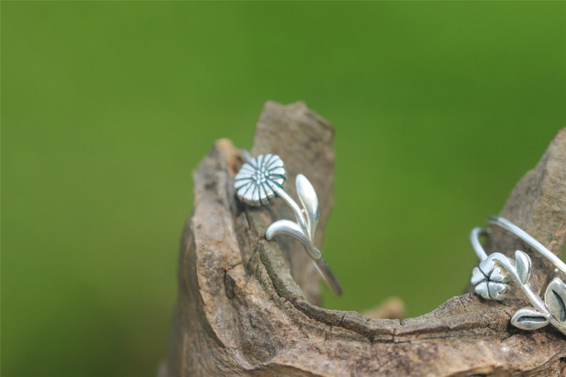 925 silver April Birth Flower ring,Daisy ring,Daisy flower jewelry,Floral Ring,Bridesmaid Gift,Birth Flower jewelry,unique handmade gift image 3