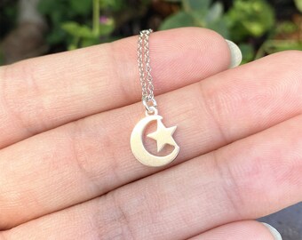 925 silver moon star necklace