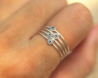 925 Sterling Silver Element Ring Set, Wicca Astrology Jewelry