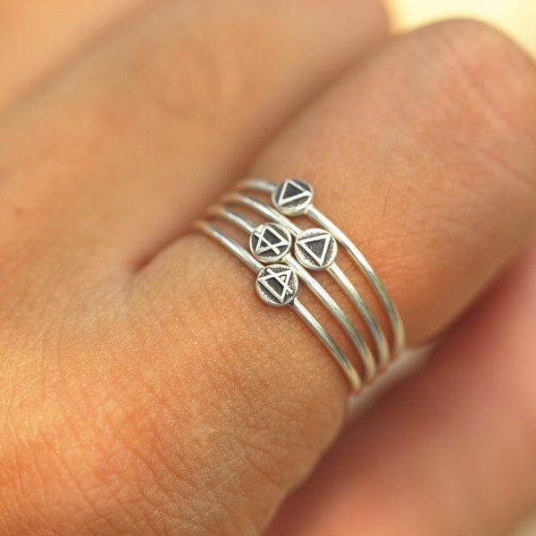 925 anillo de plata de 4 elementos, anillo de aire, anillo de tierra, anillo de fuego, anillo de agua, joyería de la natrual, joyería wicca, joyería de astrología, joyería ética