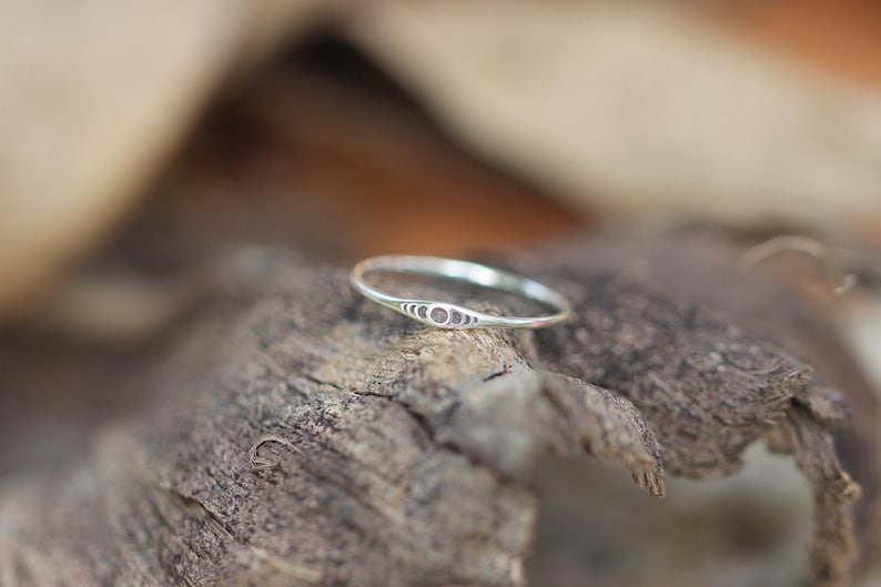silver moon phase ring,tiny moon ring,half moon ring,silver moon ring,midi jewelry image 1