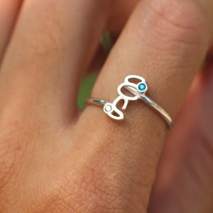 massiver 925 Silber Initial Ring,personalisierter Edelstein Ring,personalisierter Briefring,Sie und ich Schmuck,personalisierter Geburtsstein Ring