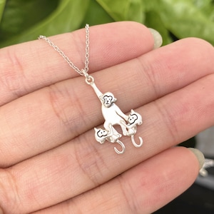 family Monkey necklace,silver baby Monkey necklace, Orangutan jewelry,mother and kid jewelry,family jewelry