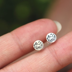 925 silver Mountain earrings,hexagon earrings,moon earrings