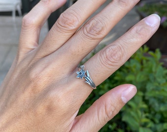 Anello Fiore Di Nascita Marzo LUTAKU - Narciso In Acciaio Inossidabile Per Donne, Gioiello Regalo Per Damigella, Taglia US 8