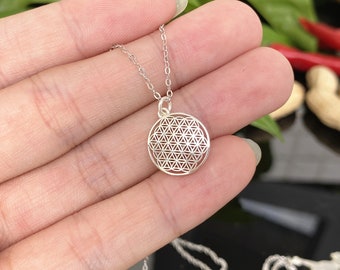 925 silver Geometric flower necklace,Sacred Geometry necklace,Pagan necklace,Geometric jewelry