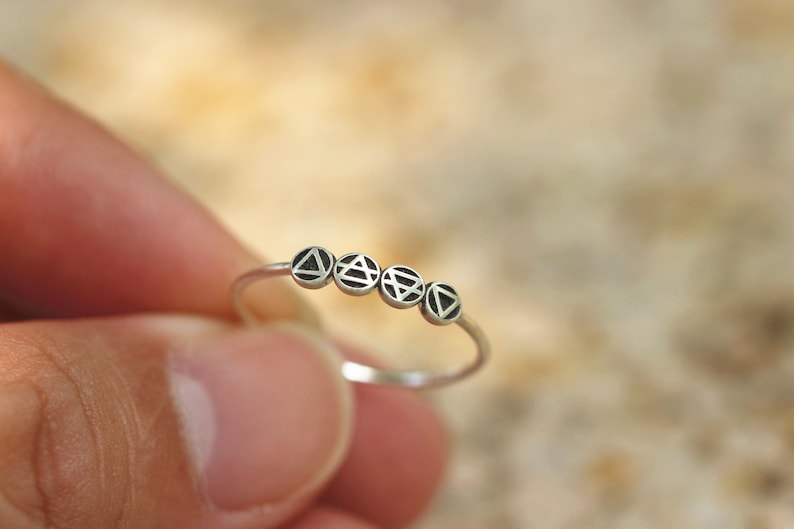 925 Silver Four Element Ring: Astrology Jewelry image 5