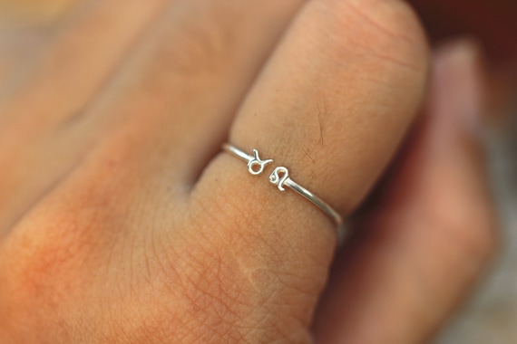 925 Silver Zodiac Ring: Adjustable Horoscope Astrology Ring