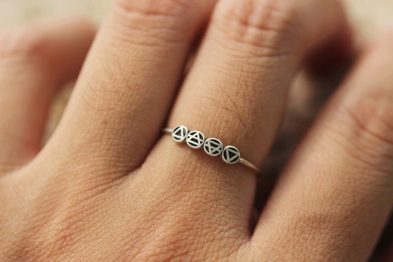 925 Silver Four Element Ring: Astrology Jewelry