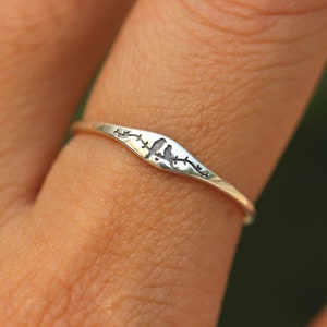 lover bird ring,925 silver bird ring,Birds on a branch inspired jewelry