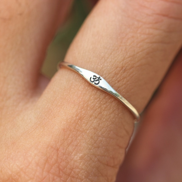 bague Aum Om Ohm en argent massif 925, bague symbole Om, bijoux Yoga Symbol