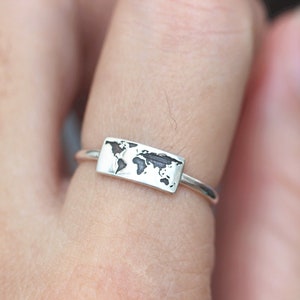 925 Silber Weltkarte Ring