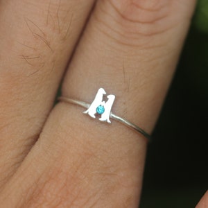 925 silver otter ring,custom stone ring,kiss otter jewelry