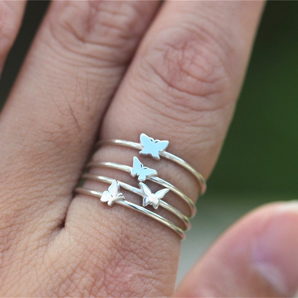 zilveren vlinder ring, insect sieraden