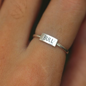 Anel inicial personalizado de prata, anel inicial personalizado, anel de carta, anel de nome, anel de palavra, joias de família