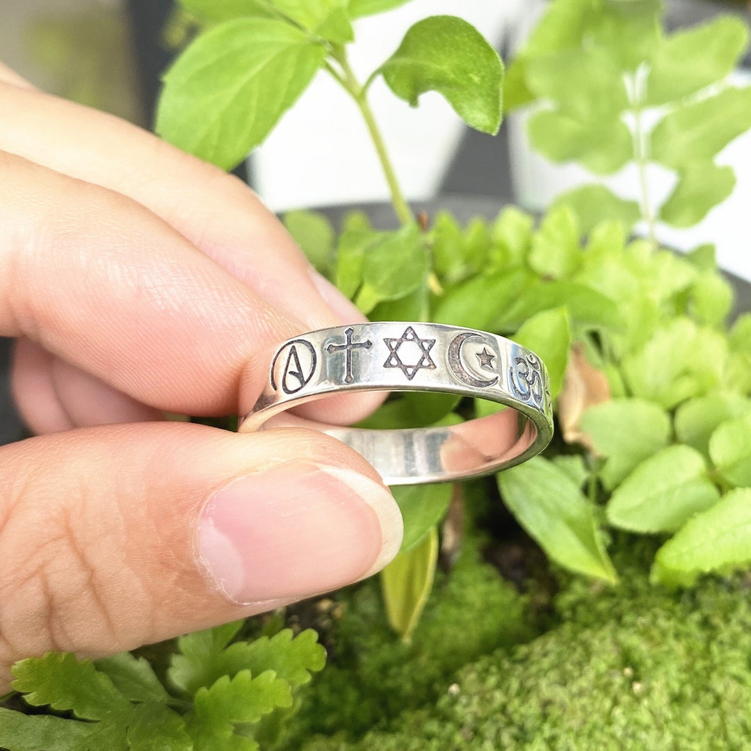 Buddha Symbol Ring - .925 Sterling Silver Band For Men & Women, Sizes 5-13