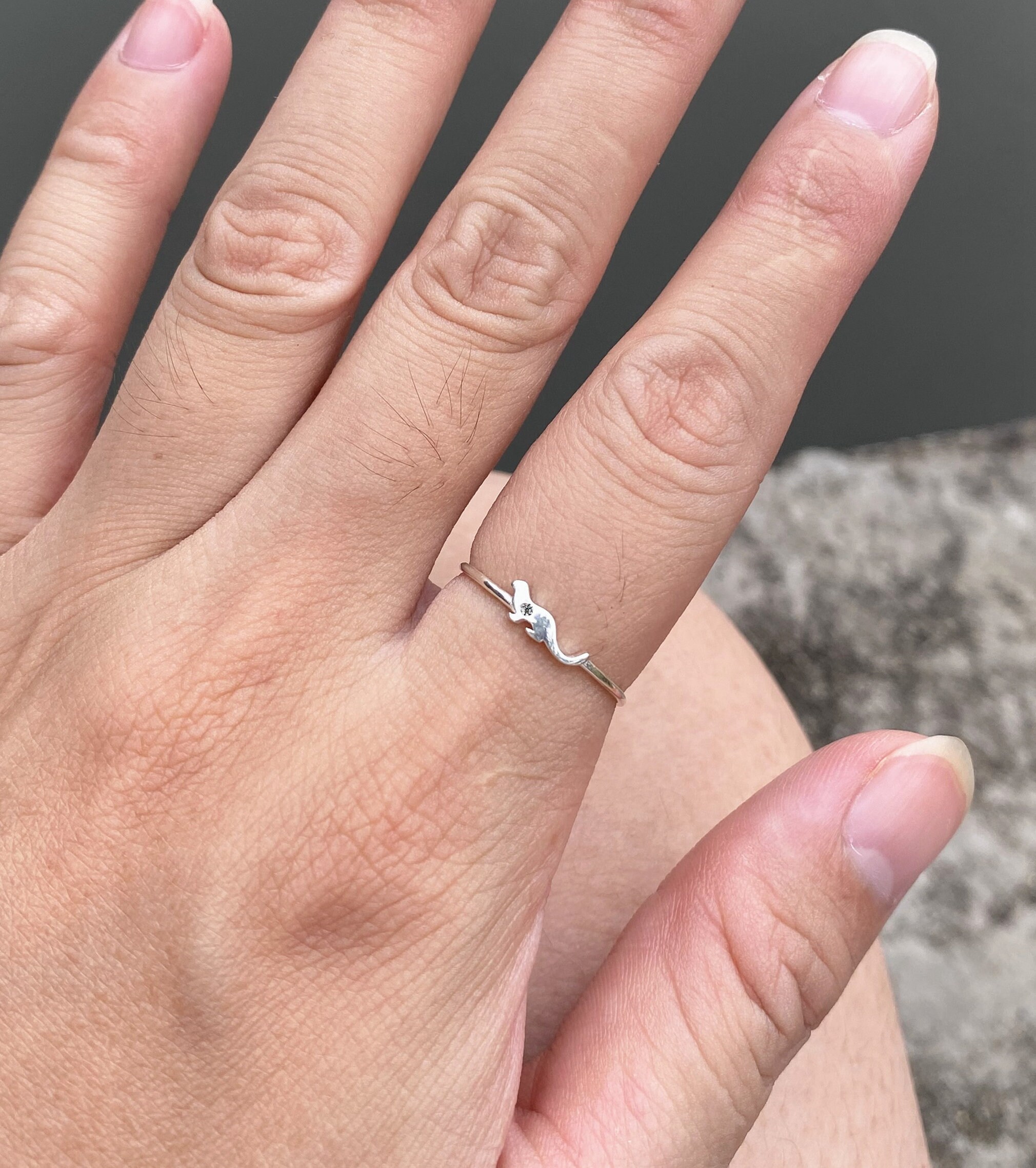 925 silver Sea otter ring,gemstone ring,beaver ring,lover jewelry,custom birthdstone ring,animal jewelry,gift idea