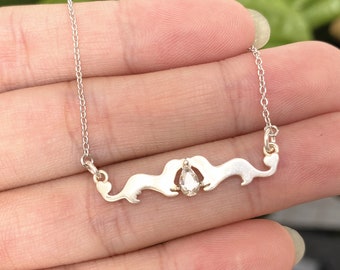 silver otter necklace, otter lover necklace,Water Drop stone necklace, 925 silver animal necklace,couple necklace,Gift For Women