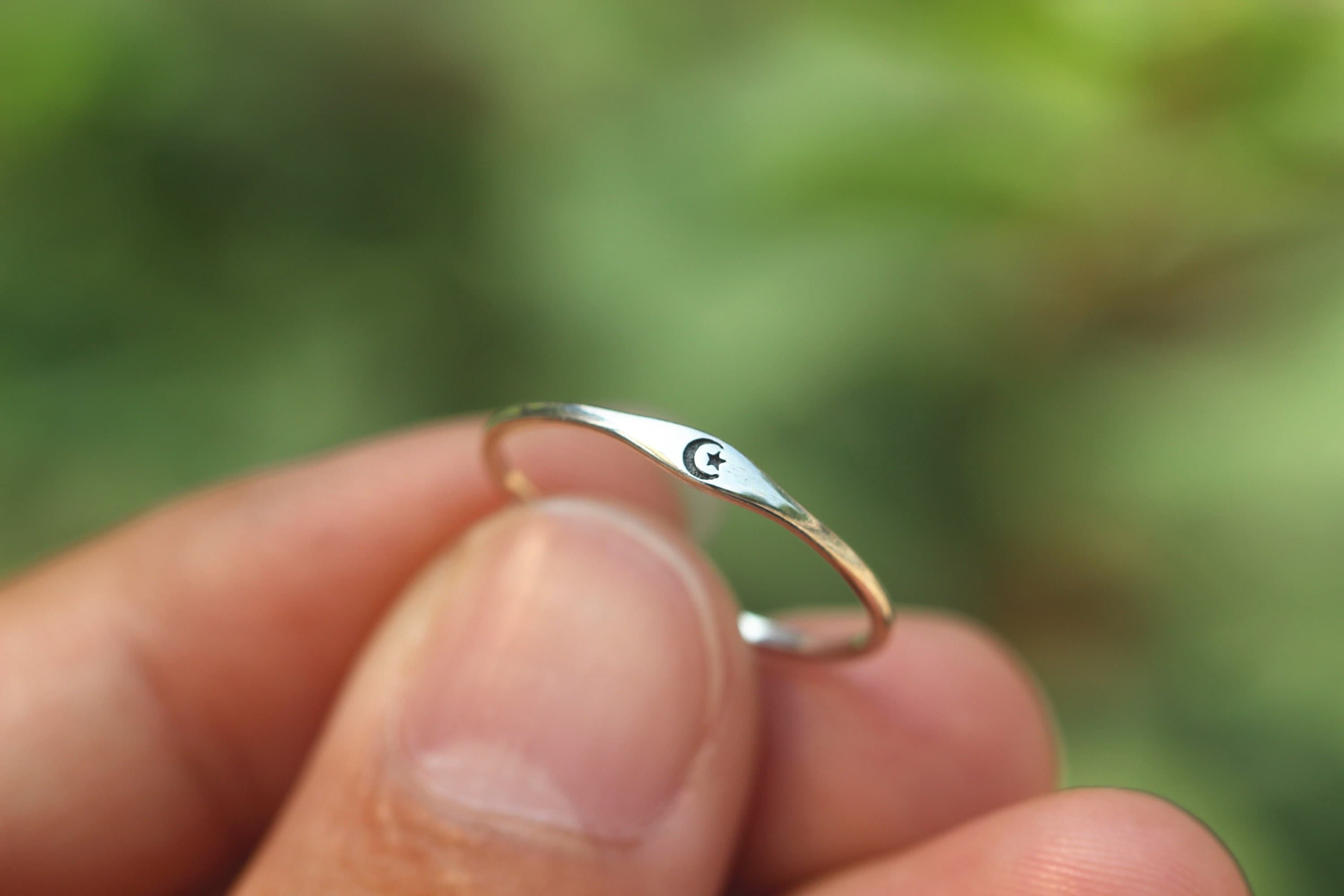 925 silver muslim symbol ring,crescent moon ring