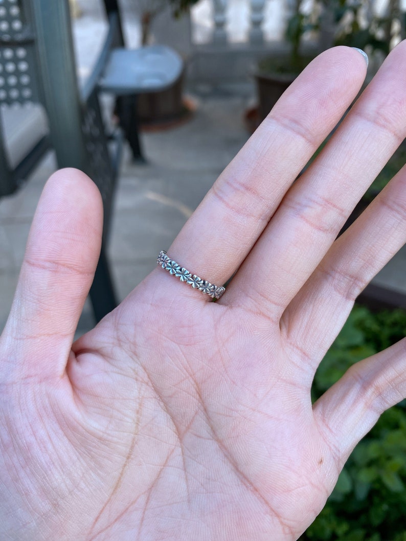 silver shamrock band ring,four leaf clover ring,silver leaves ring,unique band ring,custom leaf ring,personlized Clover Stacking jewelry image 4